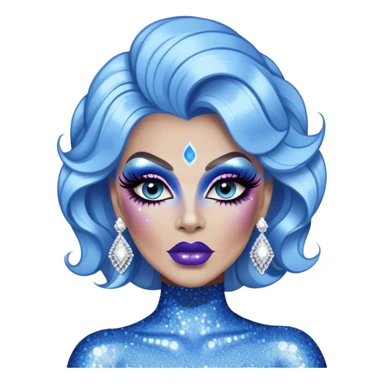 blue drag queen glitter sparkles babe girl makeup diva brat sticker