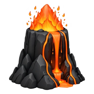 A lava flow spilling slowly over blackened rocks. sticker