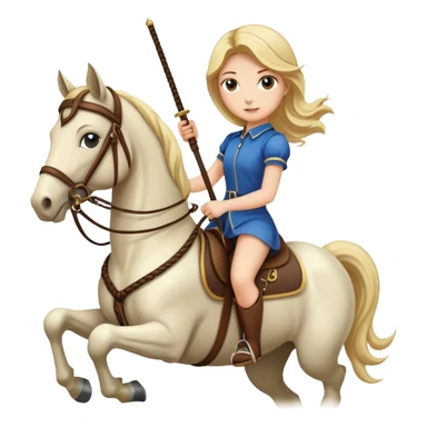 girl riding a horse holding a whip sticker