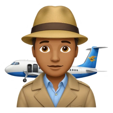 Visage homme créole réunionnais avec chapeau arrive avion sticker