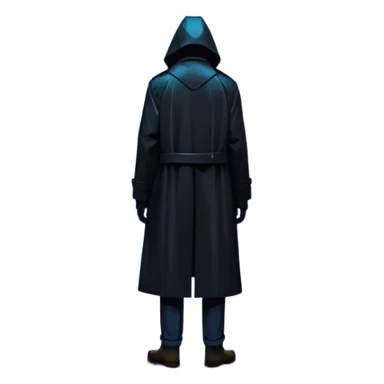 Movie Poster: A tense, gripping design with dramatic lighting. Shadows loom, and ominous shapes emerge from the mist. Suspenseful and cinematic atmosphere.  Include a mysterious figure in a dark coat standing in a rain-soaked alley, with glowing neon signs in the background. Transparent background. sticker