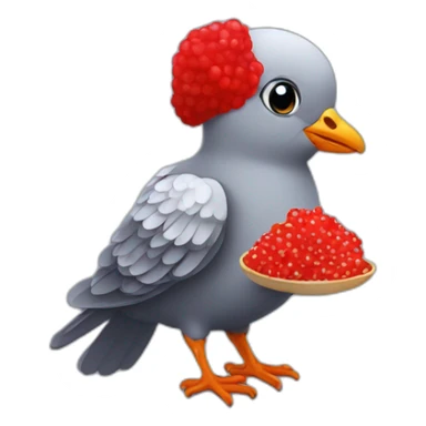 pidgeon holding red caviar in hand sticker