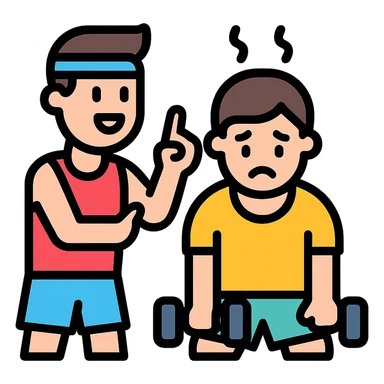 One sportsman encourages the other one, to do a workout and stop being lazy
 sticker