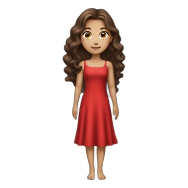 Brunette girl, that looks like a model, with beautiful hair, in a long red dress sticker