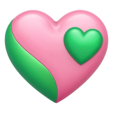 Pink heart with smaller green heart sticker