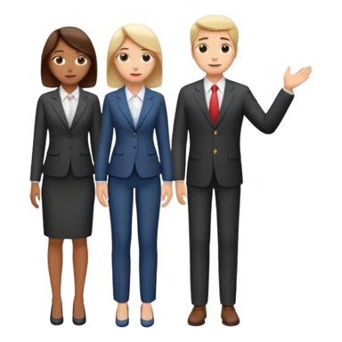 standing and saying goodbye 3 of coworkers to right side, full body view sticker