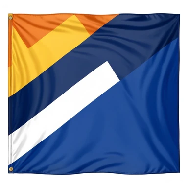 A flag whit darkblue, blue, white, yellow and orange and has 5 stripes white in the middle, blue in next to white left, yellow next to white right, orange next to yellow right, dark blue next to blue left sticker
