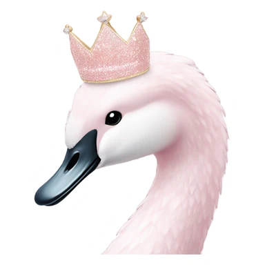 pastel pink swan with sparkling crown  sticker