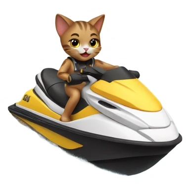 Cat riding jet skiing  sticker