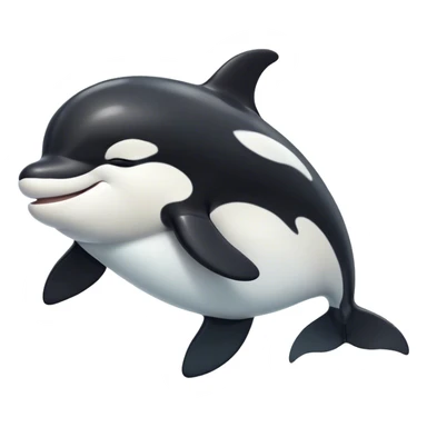 Meme-Worthy Cute Sleeping orca Portrait Emoji, Head resting peacefully with a contented smile, showcasing a smooth black-and-white body with gently drooping fins and eyes softly closed in serene slumber, Simplified yet adorably endearing features, highly detailed, glowing with a soft, drowsy deep-sea light, high shine, relaxed and utterly lovable, stylized with an air of playful oceanic laziness, soft glowing outline, capturing the essence of a sleeping orca that feels destined to become the next viral icon of adorable marine rest! sticker