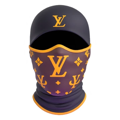 high-end Louis Vuitton ski mask with classic LV monogram print sticker