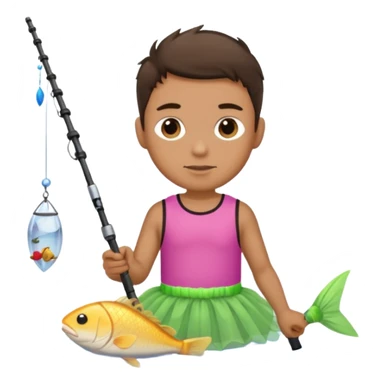 brunette male in a tutu fishing sticker