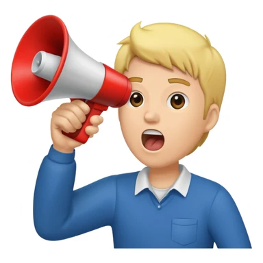  2nd pic yelling into megaphone held in right hand sticker