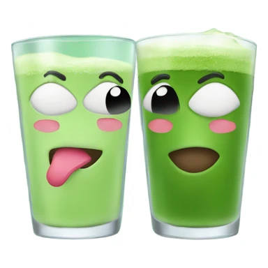 Two glass of matcha kissing each others sticker