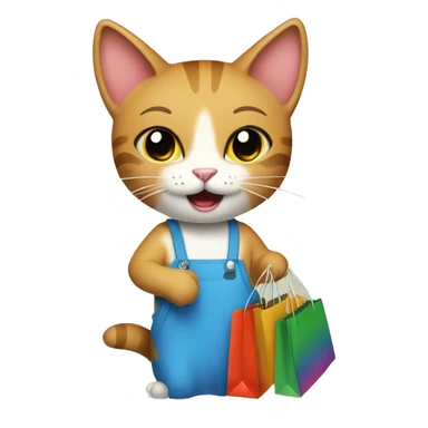 happy gay cat with shopping bags sticker