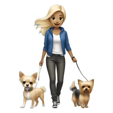 blonde hair blue eyed girl walking her chihuahua and yorkie sticker