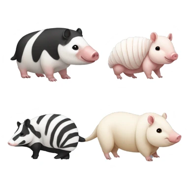 Black and white piebald chubby armadillo pig panda centipede armadillo  sticker