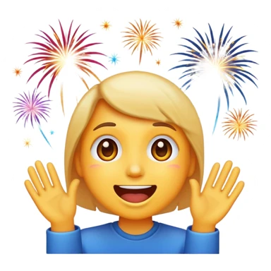 excited classic emoji style face watching fireworks sticker
