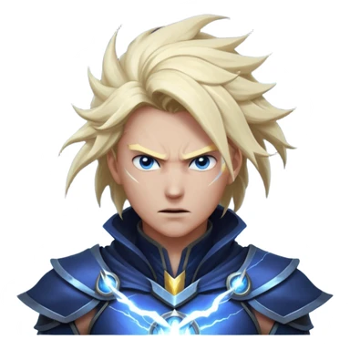storm rider portrait, head and shoulders only, wind-swept hair, crackling lightning aura, storm clouds swirling behind, intense glowing eyes, epic fantasy vibe, 3D cartoon, mobile game icon style, clean background, no text, no watermark
 sticker