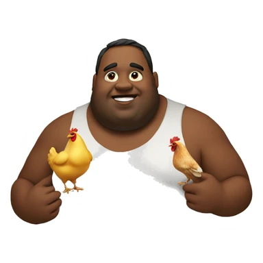 Fat man with chicken sticker