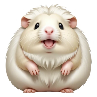 Cinematic Cute Yawning White Guinea Pig Portrait Emoji, Head tilted slightly with a dramatic, wide-open yawn, revealing a soft, downy white fur with tiny drooping ears, round dark eyes barely open in drowsy contentment, Simplified yet irresistibly adorable features, highly detailed, glowing with a soft, cozy glow, high shine, relaxed yet expressive, stylized with a touch of whimsy, bright and endearing, soft glowing outline, capturing the essence of a sleepy yet affectionate guinea pig, so drowsy it feels like it could stretch right out of the screen and curl up for a nap! sticker
