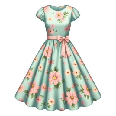 Vintage flowery dress sticker