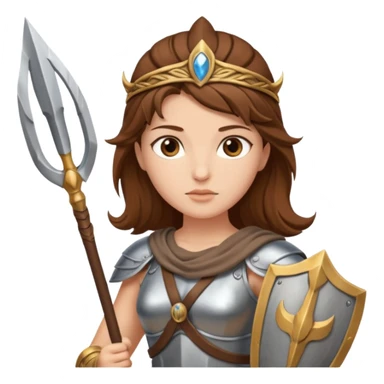 brown haired Athena the Greek goddess of disciplined, strategic warfare, calm, commanding figure leading with intelligence not force. wears light armour carries a spear, symbolising protection precise judgement. strategy, not aggression, embodying clarity, foresight and decisive action. sticker