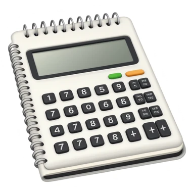 open notebook with numbers and a calculator sticker