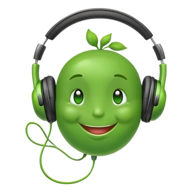 happy green pea with big headphones sticker