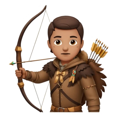 The classic hunter image with a bow and arrow on his back, dressed in brown with some animal made decorations sticker