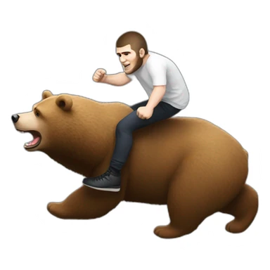 khabib nurmagomedov riding a bear Russia  sticker