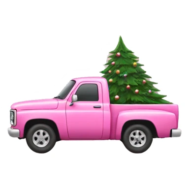 Pink pickup with Christmas tree  sticker