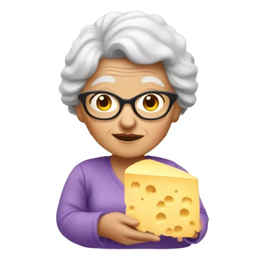 Granny with plate of cheese sticker