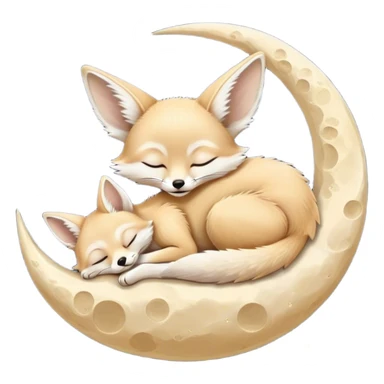 fennec sleeping on a moon sickle  sticker
