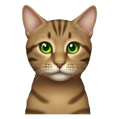 tabby cat with a darker brown coloring with green eyes sticker