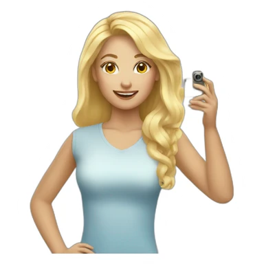 Blonde woman taking a selfie sticker