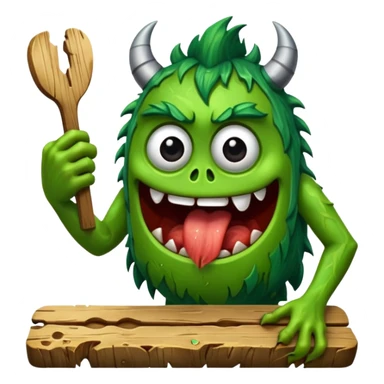 funny monster eating a wooden plank sticker