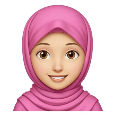 A medium light skin girl with pink hijab smile  sticker