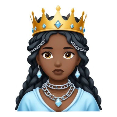 Black icy girl with chains on her neck and watches on her hands while she wears a crown  sticker