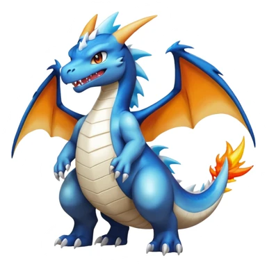 Black and white colorful gradient shiny glossy Fakémon-Digimon-Gabite-Charizard-Croconaw-Reshiram-Zekrom-creature-hybrid (full body) sticker