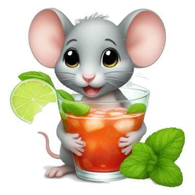 baby mouse drinking mojito sticker
