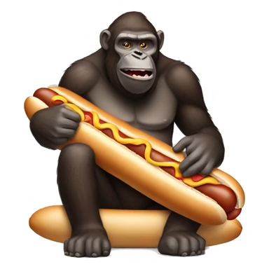 Large ape sitting on a hotdog sticker