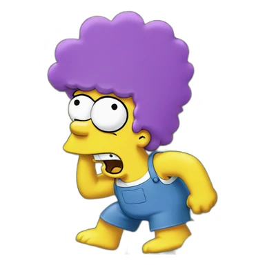 Homer Simpson backing into a bush made of marge Simpsons hair sticker