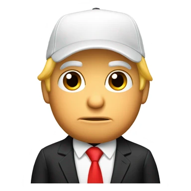 a single emoji of donald trump in a black suit, red tie, and red baseball cap sticker