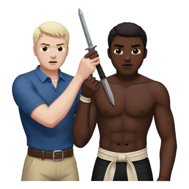 A white guy whipping a black guy sticker