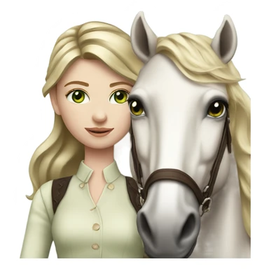 Girl high end clothes green eyes riding a horse pale skin sticker