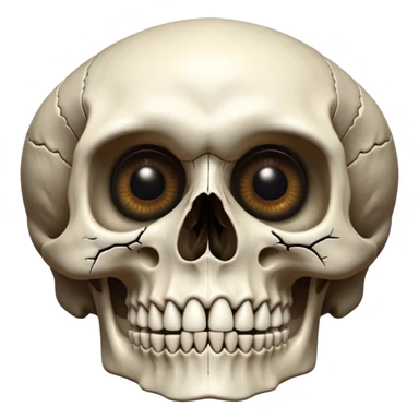 Cinematic 32k HD, Extremely detailed image of a terrifyingly creepy skull, each bone, eye, and tooth is shown in stunning detail as though captured in a timeless photograph, rich textures, visually rich, so lifelike that it feels like it could leap off the page at any moment sticker