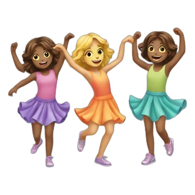 Four girls children dancing in a party sticker