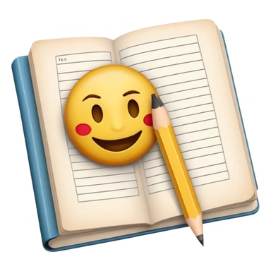 Create a detailed emoji representing the process of writing texts for comic books. The design should feature a large, open comic book with vintage comic strips visible on its pages. A pencil should be shown writing text on one of the comic panels, but without a hand. The pencil should appear as though it is actively creating the dialogue or narration. Use a classic color palette with muted tones for the comic book and brighter accents on the pencil to draw attention to the writing process. Do not include any emojis or smiley faces. Make the background transparent. sticker