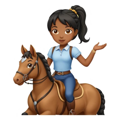 Black girl with two pigtails riding a horse sticker